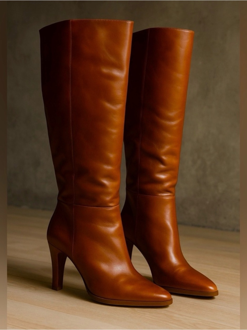 Women's Tall Leather Knee-High Boots in Cognap